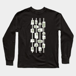 Mid Century Funky Blocks in Grey, Green and Cream Long Sleeve T-Shirt